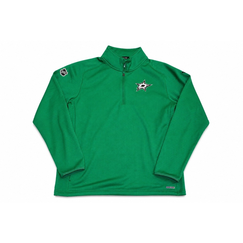 Fanatics Dallas Stars NHL Pullover Mens Large Green Excellent Quarter Zip Logo